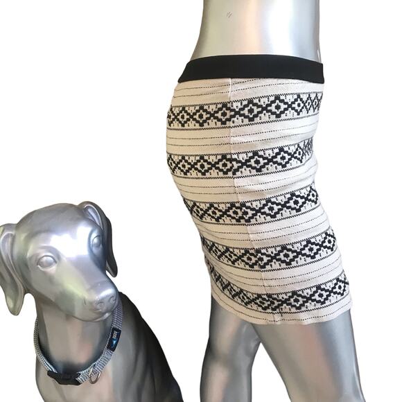 Gap Embroidered Geometric Print White Black Skirt Womens Size 4R - Picture 2 of 5